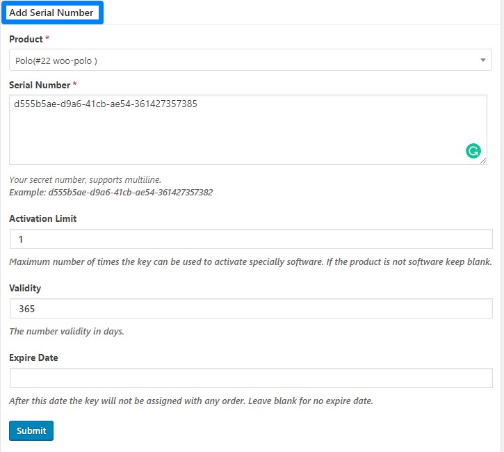 Add serial numbers manually