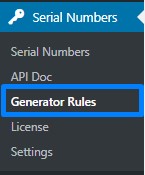 Generator Rules option in the menu