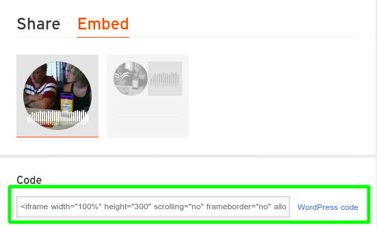 Embed code of SoundCloud user