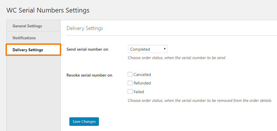 Serial keys delivery section
